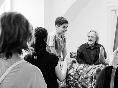 Z vernisáže Jiřího Surůvky - Dobrodružství na klepaču / Dětská galerie Lapidárium / foto: Václav Matějíček