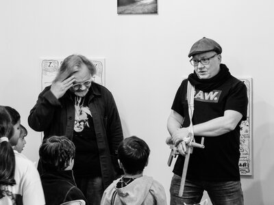 Jiří Surůvka a Radek Wohlmuth - vernisáž Dobrodružství na klepaču / Dětská galerie Lapidárium